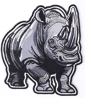 Rhino Rhinoceros Iron On Embroidered Patch 3 1/2''X 4''
