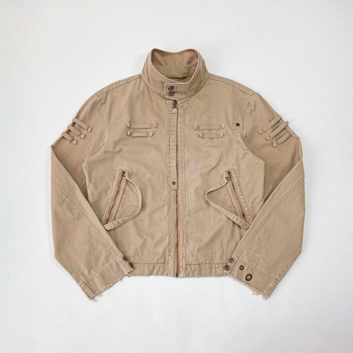 diesel distressed utility crop jacket L KHAKI BBS CANVAS DURABLE PREMIUM GOLD - Picture 4 of 13