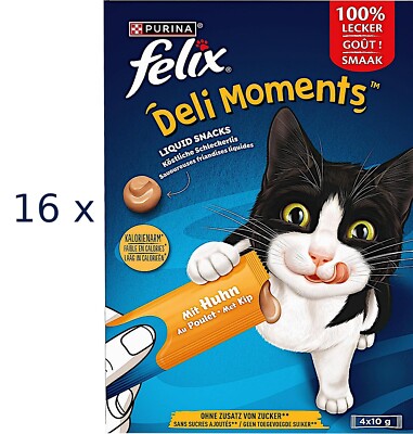 Felix Deli Moments Liquid Snacks mit Huhn ( 58,83/kg) cremig für Katzen: 16 Pack