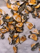 Lot 4 dozen mustard yellow white ombr  olive green Satin RIBBON roses roses