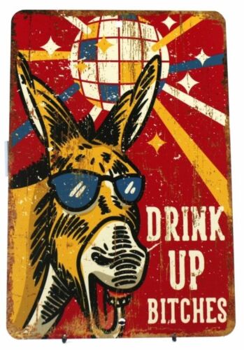Drink Up Bitches Party Disco Ball Aluminum Tin Sign Plaque Man Cave Bar S202 - Picture 2 of 5