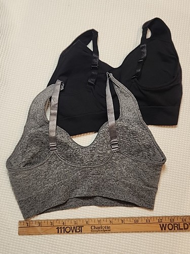 2 Puma Sports Bras Medium Black Gray - Picture 2 of 4