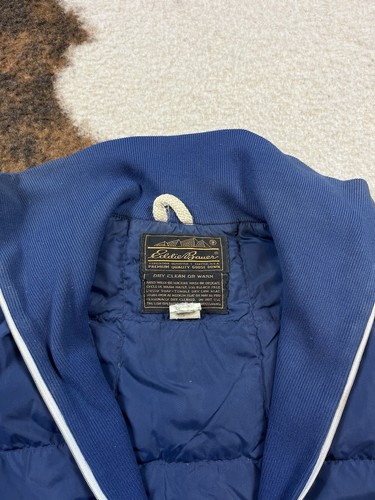 Vtg Eddie Bauer Down Pullover Puffer Jacket 1/2 Zip 80s Blue USA Made @WW *read* - Picture 6 of 10