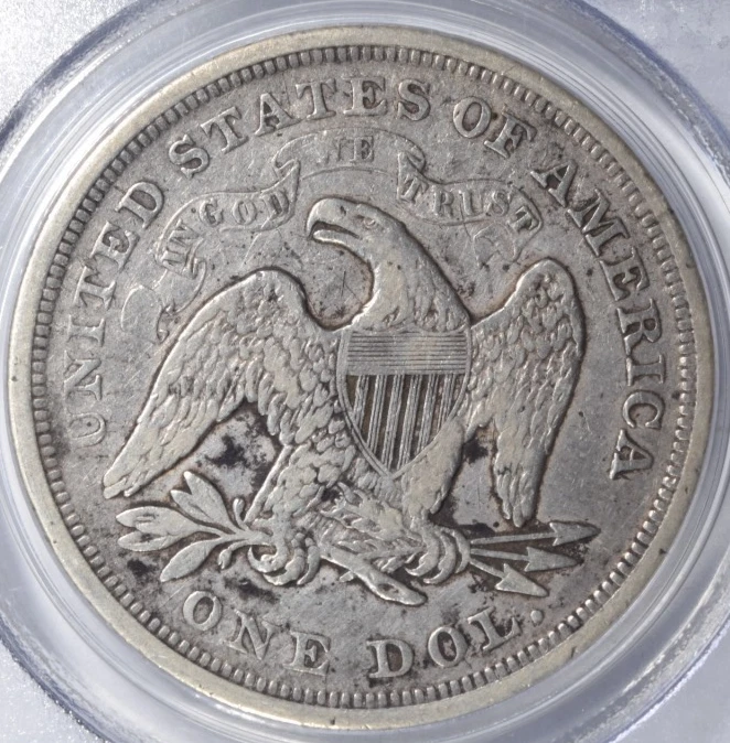 1871 SEATED LIBERTY DOLLAR ~ NICE BOLD PROBLEM-FREE PCGS VF20! - Image 4 of 4