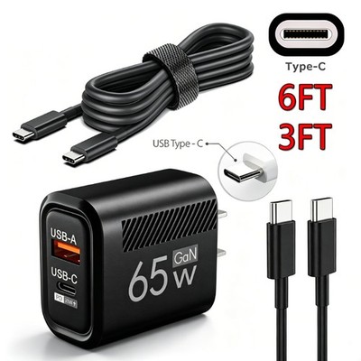 65W Super Fast Charging USB Type C Wall Charger For Samsung iPhone Android Phone