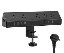 45W Fast Charging Station,Desk Clamp Power Strip,4 PD USB-C Ports,5 AC Outlets,S