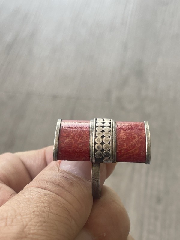 Vintage Mexico 925 Sterling Silver Size 8 Natural Red Jasper Ring