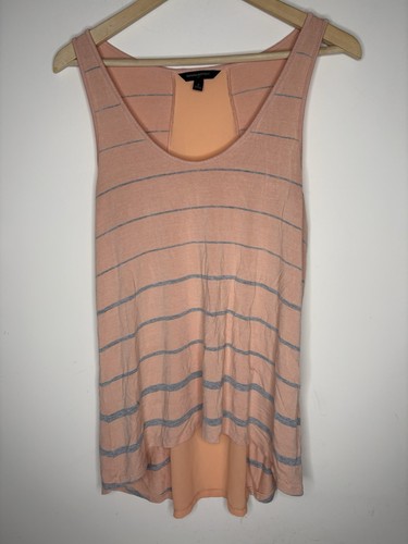 Blusa donna Banana Republic taglia S senza maniche grigio pesca a righe schiena a taglio - Foto 2 di 7