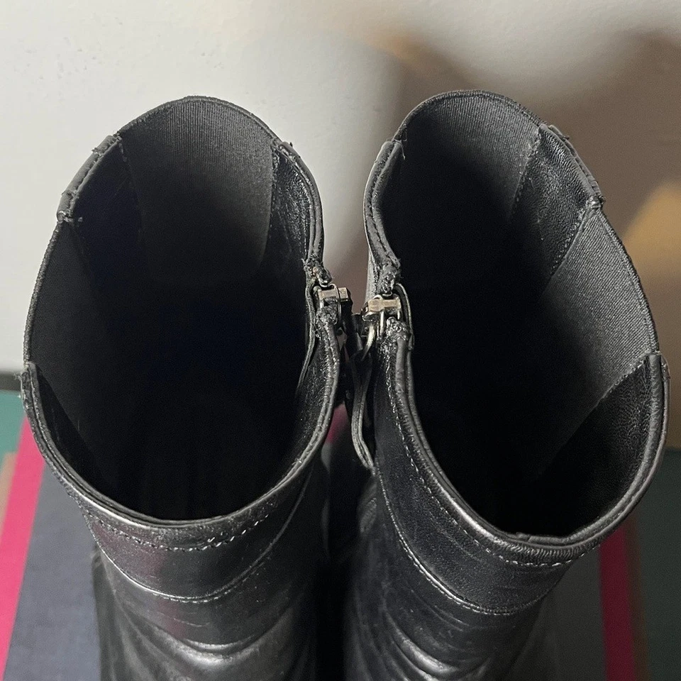 Botines deportivos Prada de cuero negro con tacón de cuña cómodos para mujer talla 38 1/2 Foto 4 de 4