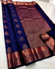 Pure Kanjivaram Silk Saree Soft Banarasi Style Wedding With Blouse Piece