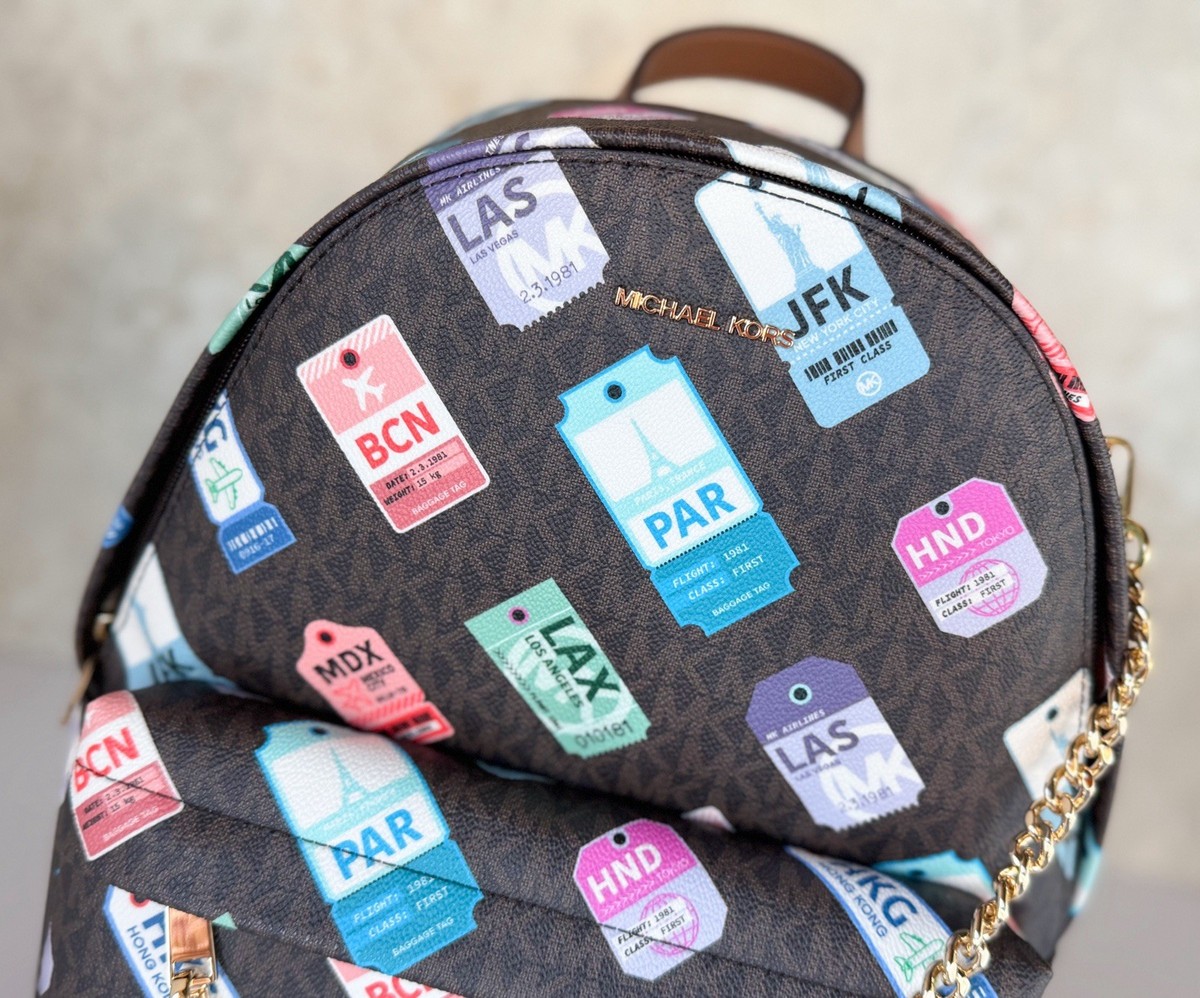 Michael Kors Slater Medium Chain Backpack MK Brown | eBay