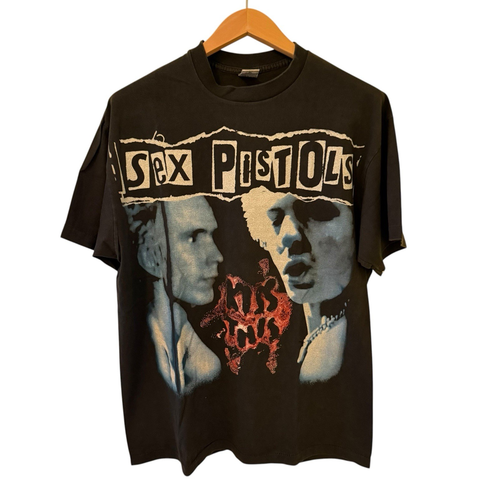 Vintage Sex Pistols Kiss This AOP 90s Band Tour Resurreccion T-Shirt REPRINT XL