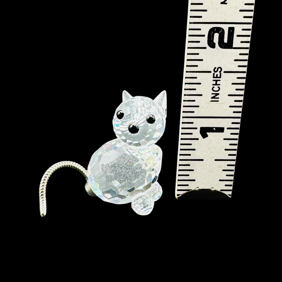 Estatuilla de cristal Swarovski gato con cola plateada serpiente RETIRADA Foto 2 de 4