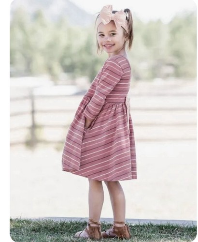 Ruffle Butts Mauve Striped Dress Size 7