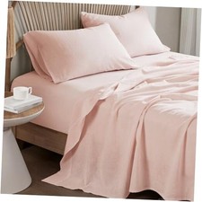 Organic Linen Sheet Set - 4 Pcs Linen Cotton Bed Sheet Queen Size, Nature