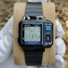 Vintage 1987 Casio Jp-100w Digital PULSECHECK Watch Made in Japan