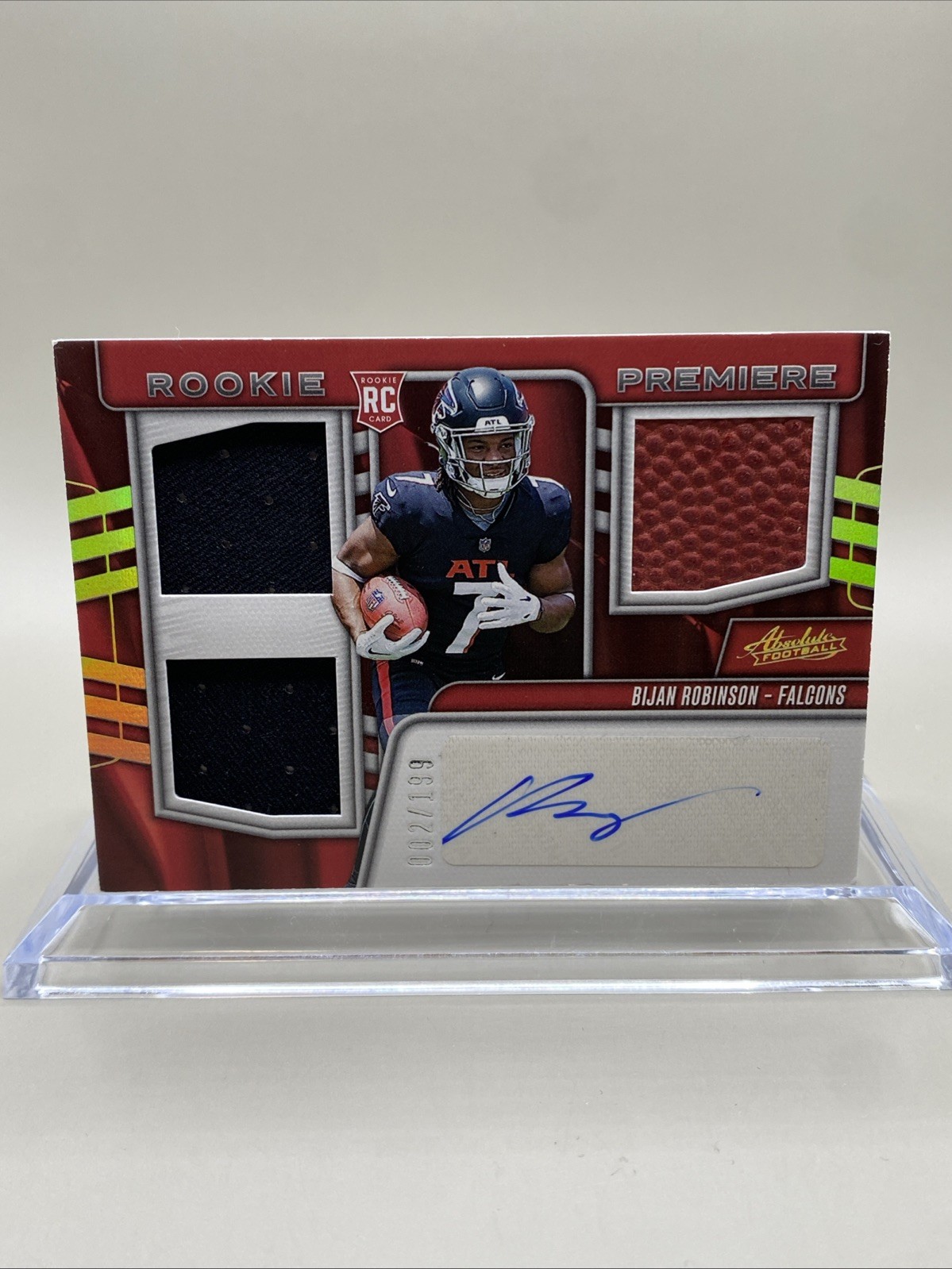 Bijan Robinson Panini Absolute Rookie Premiere Materials Autographs #RPMBR Base