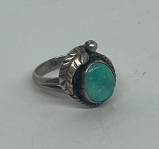Vtg. Handmade Southwestern Sterling Silver Turquoise Ring Size: 5.25  115GRA 