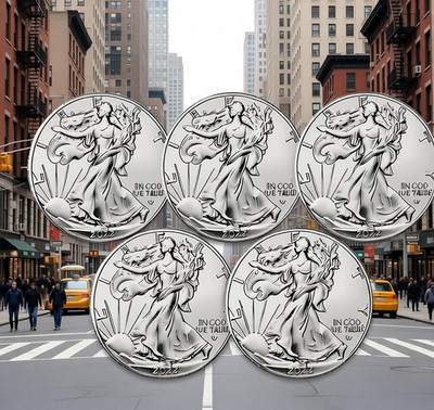 Lot of 5 U.S .999 2022 -1- 0 Z American Eagle C.0.i.n...