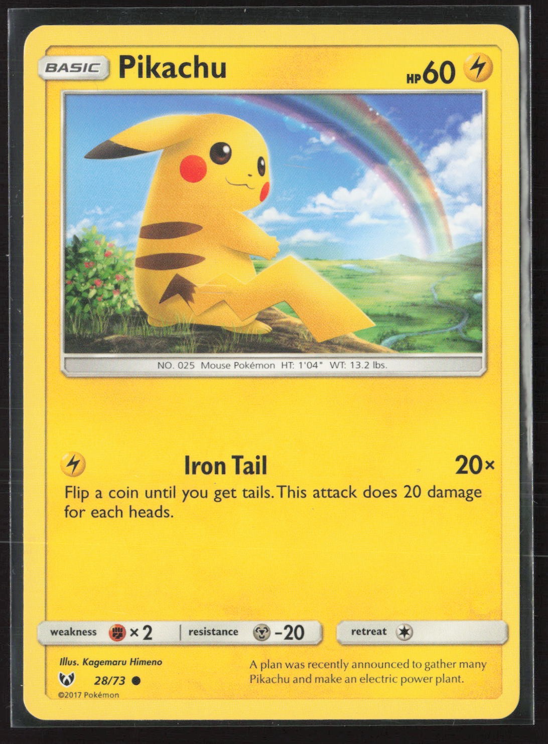 Pikachu 28/73 Common Shining Legends Pokemon Lightly Played