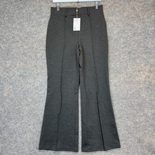 Quince Stretch Ponte Wide Leg Flare Pants Womens Medium 30 Charcoal Gray Pull On