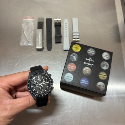 OMEGA Swatch Bioceramic Moonswatch Mission to Mercury with 3 Extra watch straps