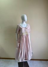 Ewa I Walla Womens Pink Short Sleeve Checkered Midi Dress Size S