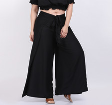 Pantaloni donna estivi avvolgenti larghi aderenti cravatta nodo coscia larghi...