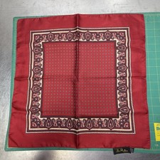 LOU MYLES Toronto Red Paisley Silk Pocket Square Vintage - Made in England
