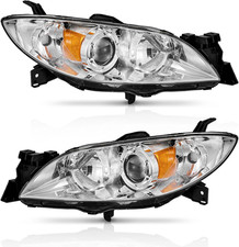 Headlight Replacement Chrome Housing Passenger Driver for 2004-2009 Mazda 3