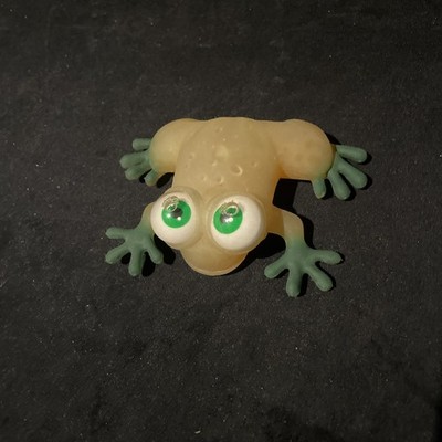 Rare HTF Green And Orange  Googly Eyed Squeeze Frog Stress Toy Baby Einstein