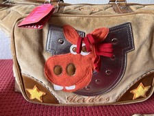 BOLSO DE LONA ACEILILY VINTAGE ACOLCHADO DIAMANTE TERCIOPELO ASAS EL CABALLO NUEVO CON ETIQUETAS