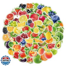 Fruits and Vegetables Stickers for Boys Girls Teens Kids 100 Pcs Colorful Wat
