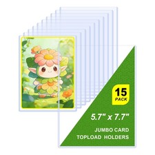 5x7 Top Loader for Jumbo Cards, Clear Rigid Protectors, 15 Pack