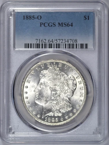 1885-O MORGAN SILVER DOLLAR PCGS MS64 CHOICE BU