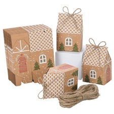 SamanterHouse-Shape Paper Gift Boxes House With Twines Paper Package Box Cand...