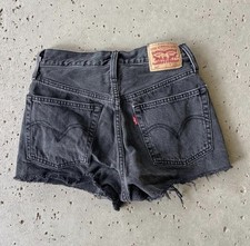 Y2K vintage Levi's black denim shorts jorts with frayed hem