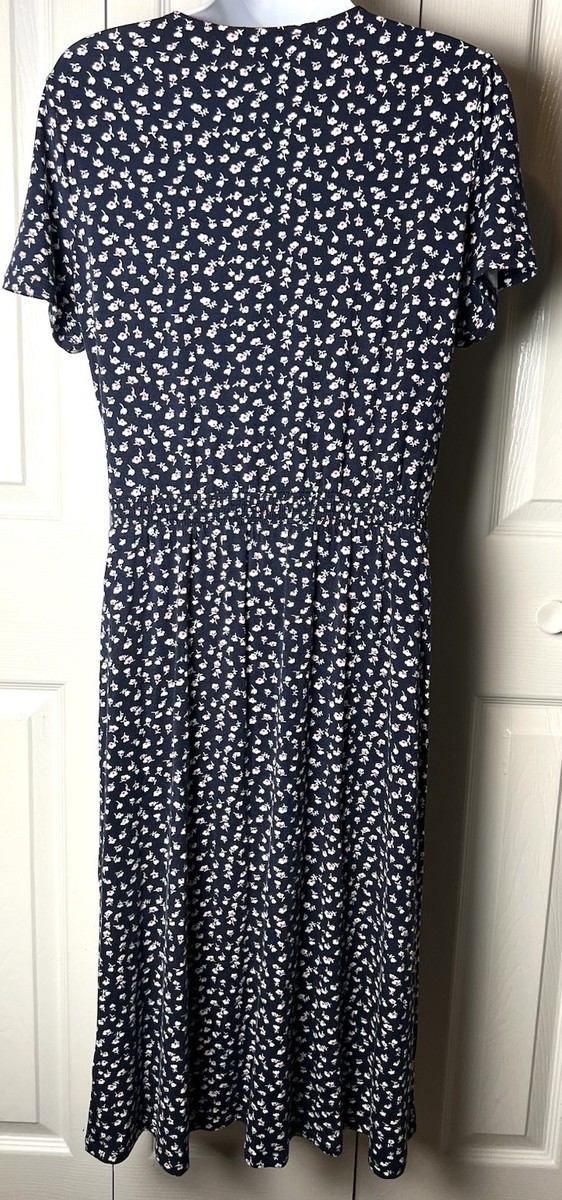 BODEN Dress Floral Evangeline Jersey Knit Blue White Red Short Sleeves Sz 8  Long | eBay