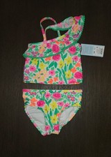 NEW BABY GIRLS CAT  JACK FLORAL 2 PIECE SWIMSUIT SIZE 12 MONTHS