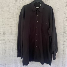 Pierre Cardin Men's Long Sleeve Shirt Vintage Black Rayon Blend ButtonUp Size XL