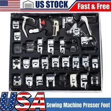 32PC Domestic Sewing Machine Hemmer Foot Presser Rolled Hem Feet Brother Singer
