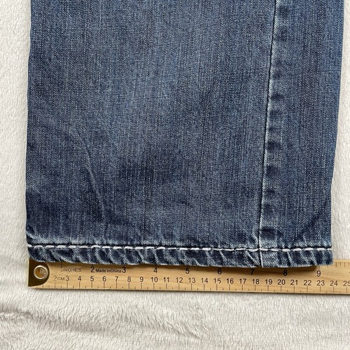 Wrabgler Rock 47 Bootcut Jeans Mens 32x34 Blue Dark Wash Western Embroidered - Picture 8 of 9