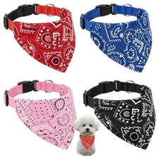 4Pcs Dog Bandana Set Small Pet Scarves Cat Bandana Adjustable Pet Neck