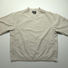 FootJoy Mens Jacket Large Beige Tan V-Neck Golf Windbreaker Pullover Packable L