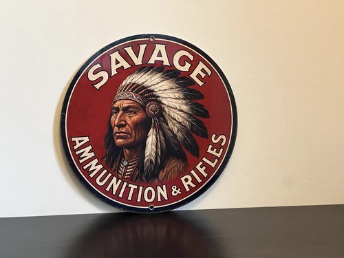 Savage Arms Rifles Ammunition Vintage Style Metal Sign Hi Gloss
