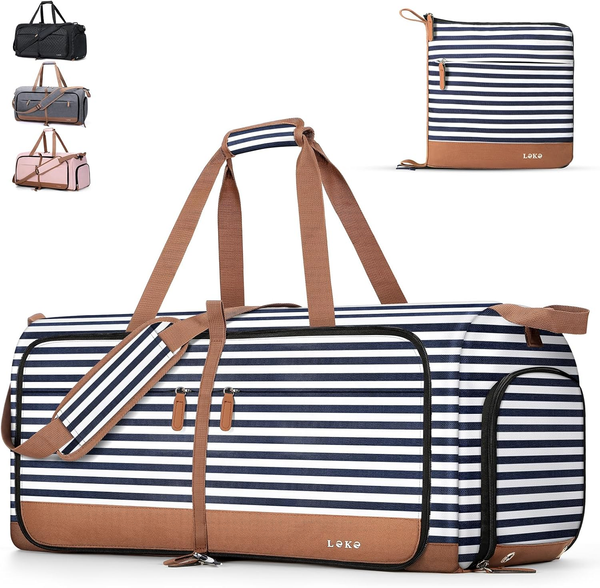 Lekesky Reisetasche Damen 60L Faltbare Reisetasche Weekender Sporttasche Mit Sch-image