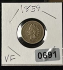 1859 indian head cent Tough Date Vf