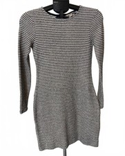 BANANA REPUBLIC 2 SHEATH DRESS STRETCH ZIP BLACK & WHITE STRIPE LONG SLEEVE NWT