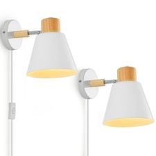 Plug in Wall Lights for Bedroom White Wall Sconces Set of Two Wall Lights for