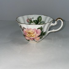 Adderley bone china teacup Peace White Roses Gold Trim NO SAUCER Made In England